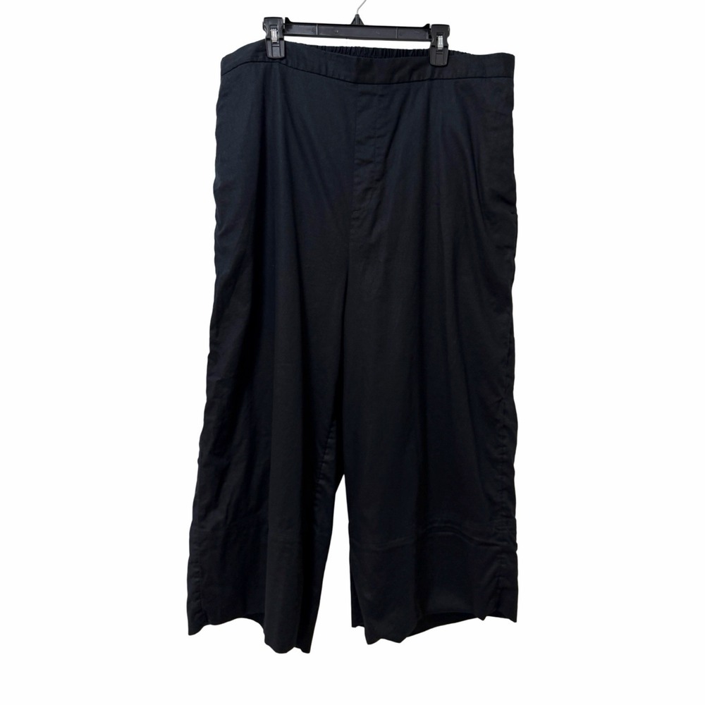 Banana Republic Womens Linen Blend Pull On Wide Leg Cropped Pants Size XXL Black